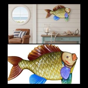 Vtg Tonala Mexico Hand Painted Ceramic Tropical Fish Wall Decor Signed E Alvarez